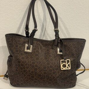 Calvin Klein Dark Brown Monogram Tote